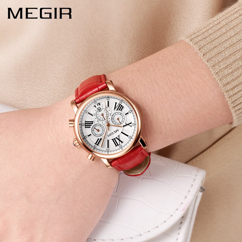 Reloj MEGIR de las mujeres de la relojes de pulsera superior de la de lujo de las señoras reloj de cuarzo reloj para los amantes Relogio femenino deporte Relojes