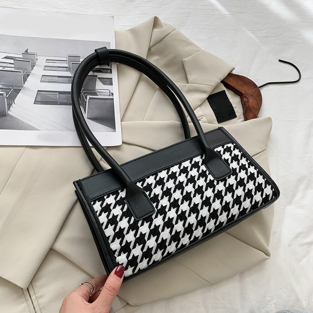 Frauen Schulter Tasche Handtasche Totes PU Leder Plaid Spleißen Weibliche Reise Unterarm oben-griff Taschen Bolso Mujer