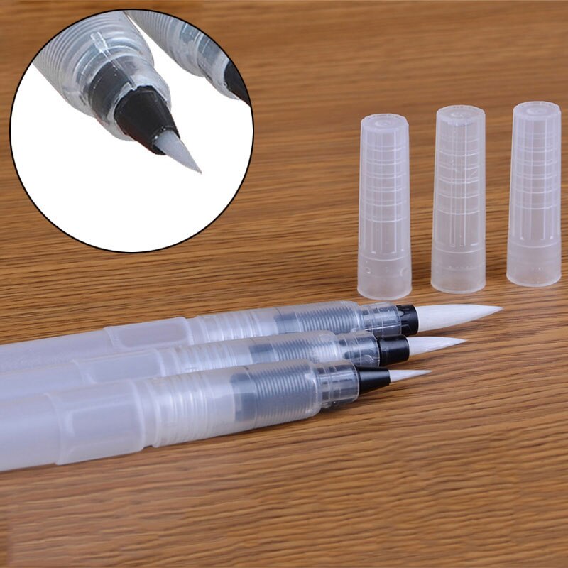 1/3Pcs Refillable Ink Color Pen Water Brush Painting Calligraphy Illustration Pen Office Stationery MU8669