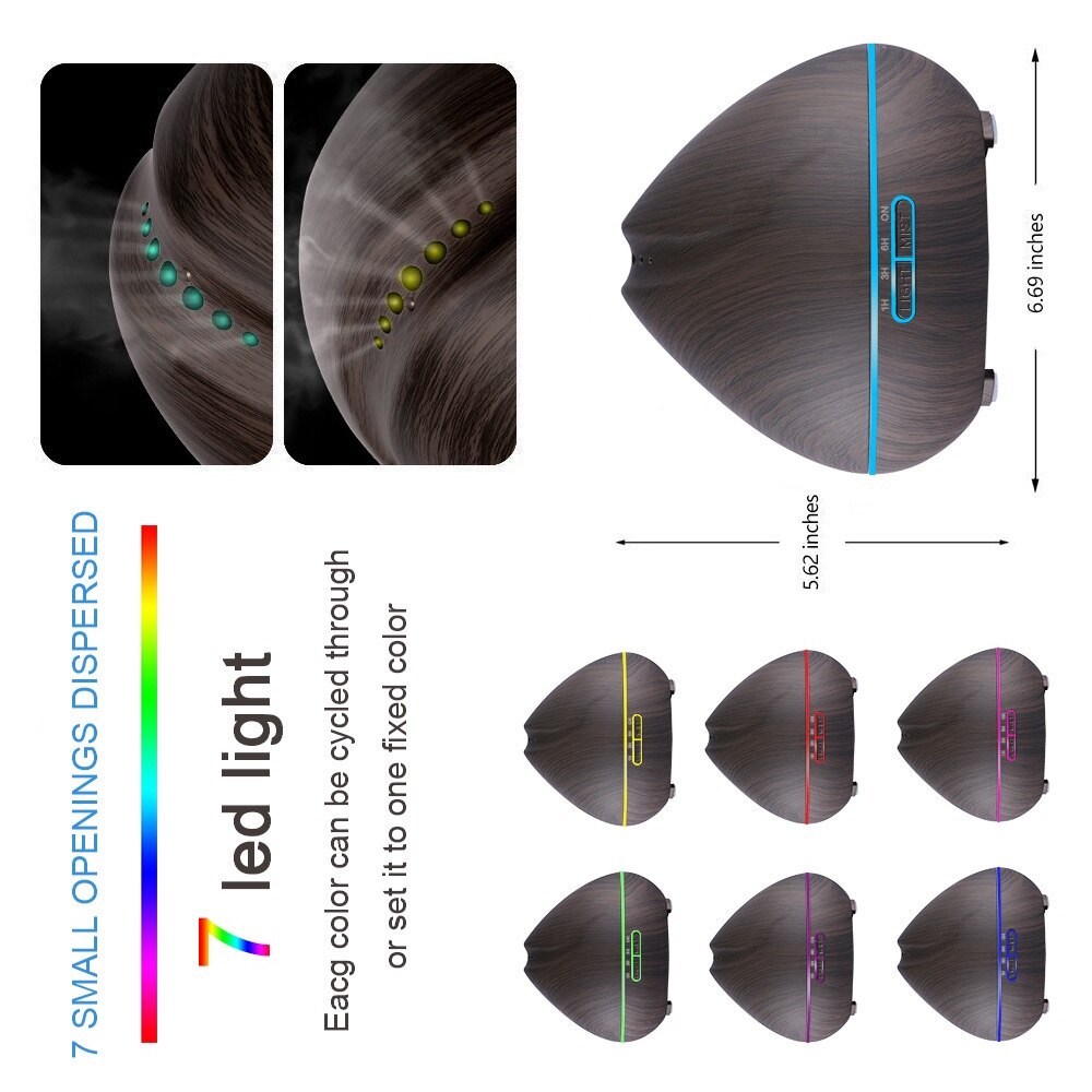 550ML Aroma Essential Oil Diffuser Ultrasonic Aromatherapy Air Humidifier With APP Remote Control Aroma Diffuser LED Lights