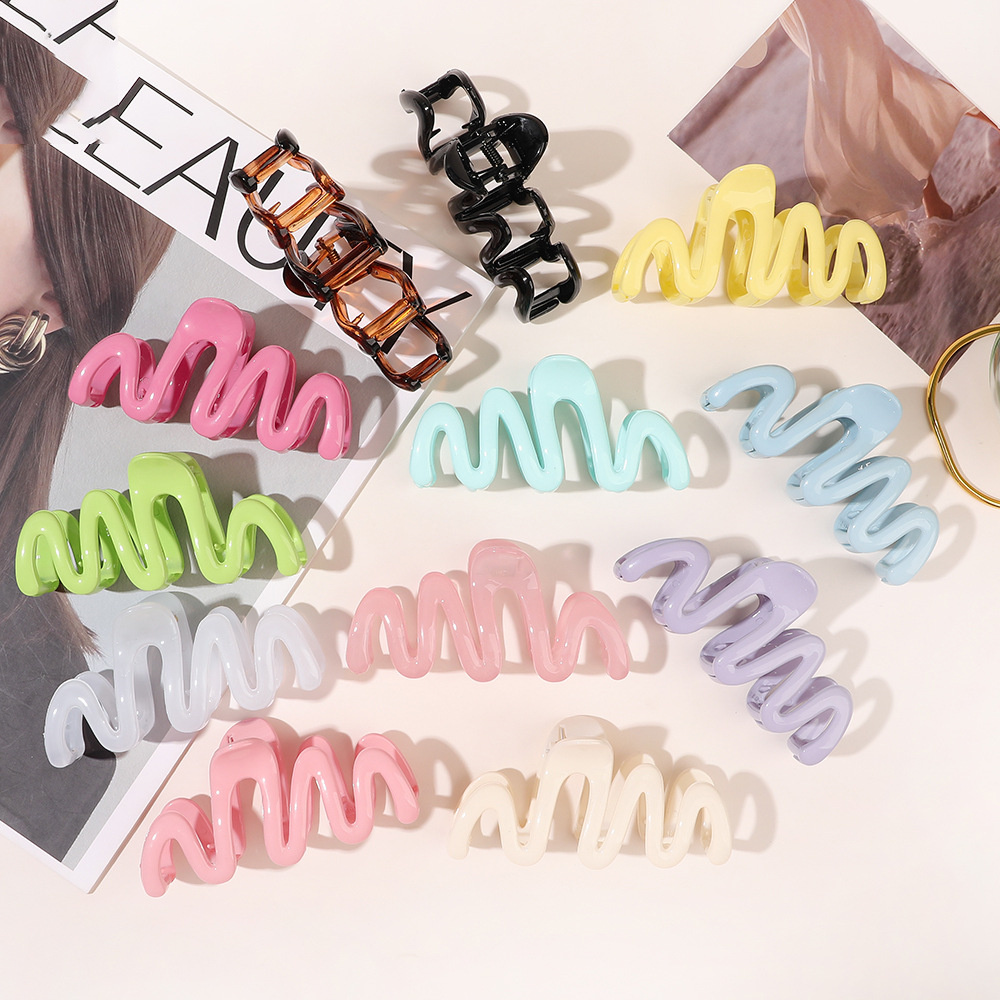 Pinza para el pelo acrílica a la , horquillas de estilo ondulado grande, pasadores, accesorios para el cabello, horquilla para mujer, tocado de cola de caballo