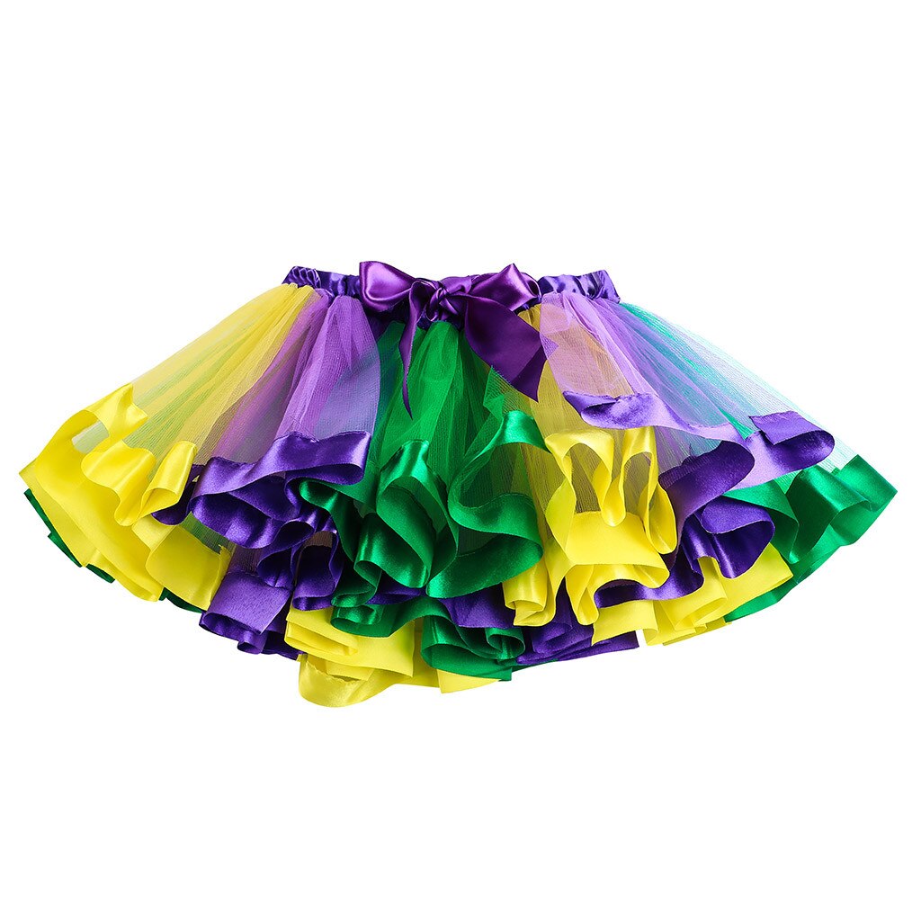 ARLONEET Rainbow Pettiskirt Saia Tutu Criança Kid Menina Anágua Saia Bowknot Saia Tutu Dancewear roupas de Menina 20 #: B / 4 T