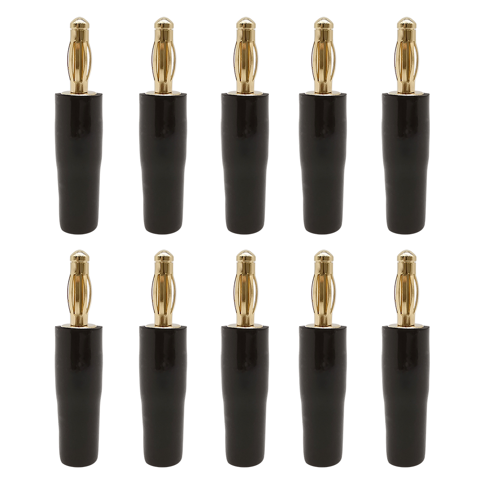 10 stück rot-schwarze 4mm- bananenstecker-lautsprecherkabelverbinder, vergoldet/vernickelt, 4mm bananenstecker (männlich/weiblich): Silber