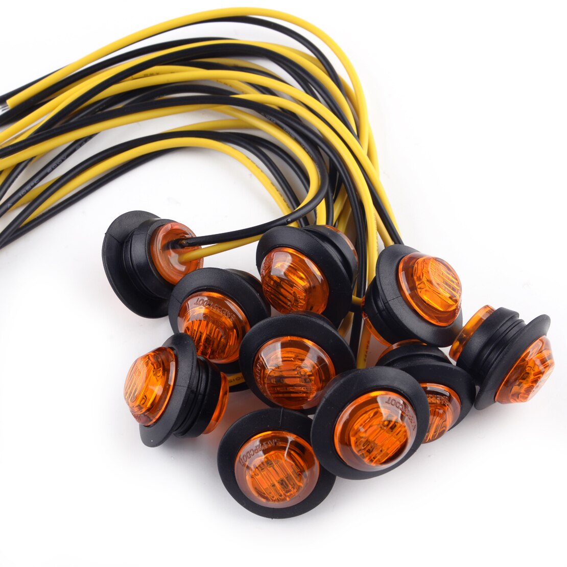 Universele 10 Stks/set 12V 3/4 &quot;3 Led Amber Kleine Ronde Side Marker Indicator Verlichting Lampen Knop Voor Auto &#39;S vrachtwagens Aanhangwagens Boten