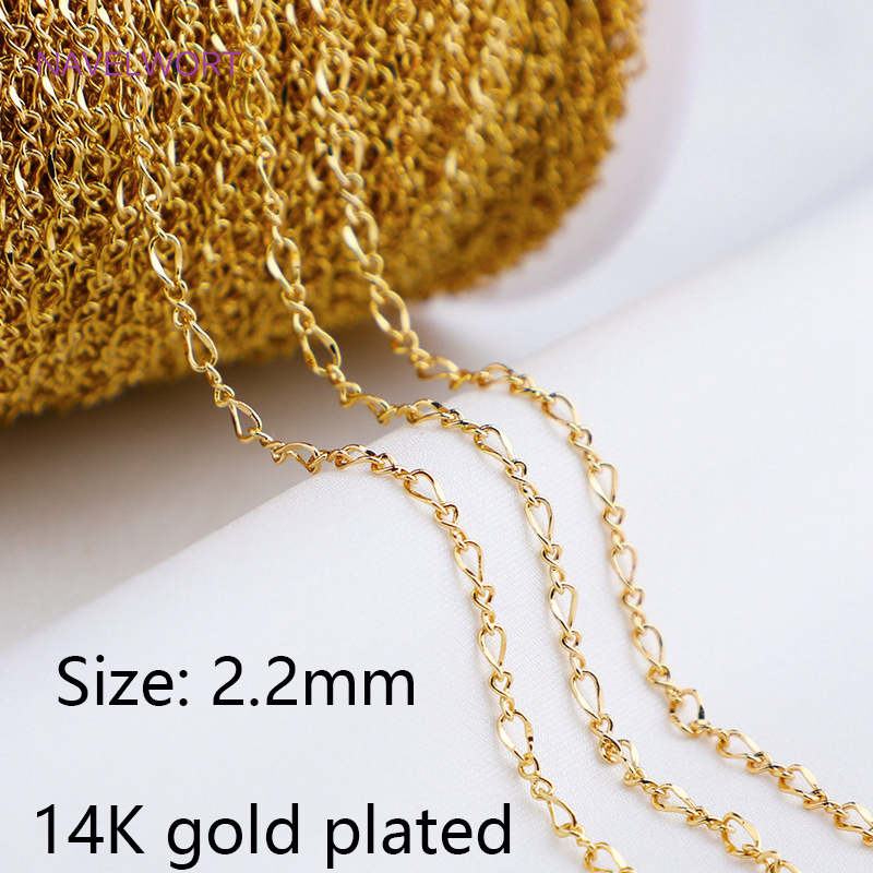 bulkkettingen voor het maken van sieraden, 14K verguld messing metalen losse kettingen DIY handgemaakte sieraden maken van benodigdheden: Bruin