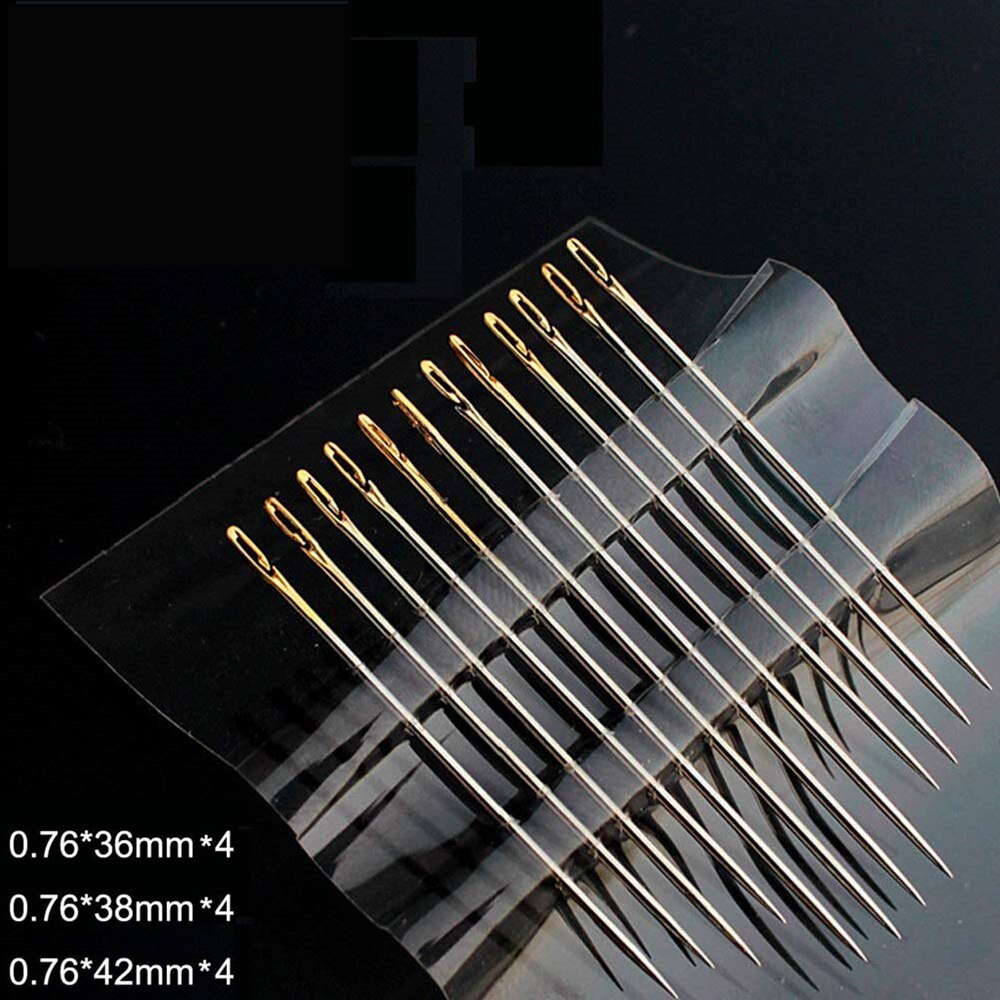 24pcs Self Threading Needles Household Sewing Needle Hand Needles Stitching Pins & Vintage Needle Case DIY Sewing Tools