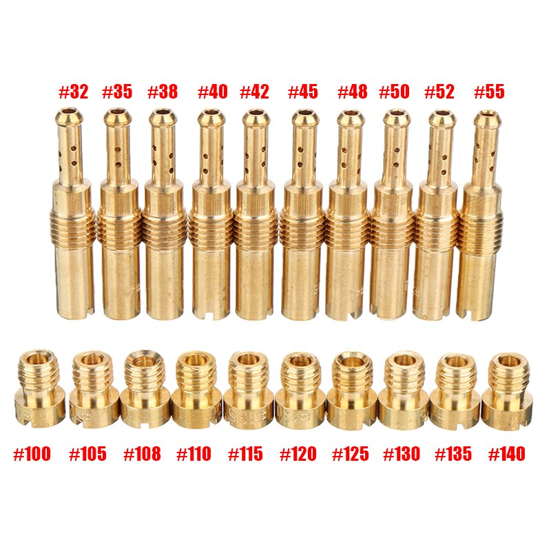 Carburador de 20 piezas Kit de chorro principal + juego de chorro lento/piloto para motocicleta PWK Keihin OKO CVK, boquilla de vicio para inyectores