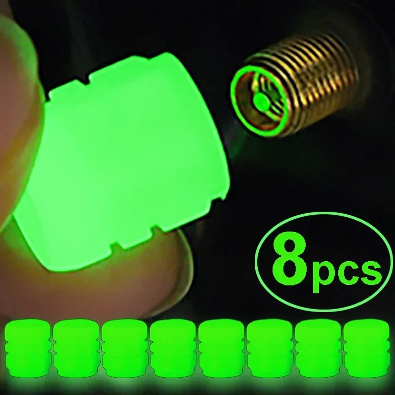 Auto Leuchtende Reifen Ventil Kappen Fluoreszierende Nacht Leuchtende Motorrad Fahrrad Rad Reifen Hub Ventile Stengel Deckel Dekor