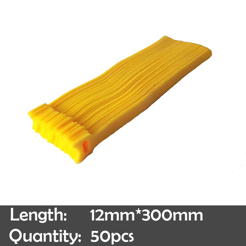 50pz fascette adesive per nastro di fissaggio fascette magiche gancio ad anello bastone bulcker cintura fascio filo linea cavo cinturino: giallo