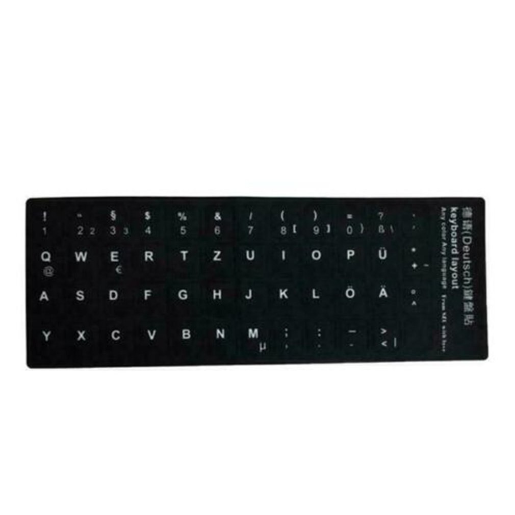 Standard Keyboard Stickers German Keyboard Stickers Pvc Keyboard Stickers Black Background With White Lettering