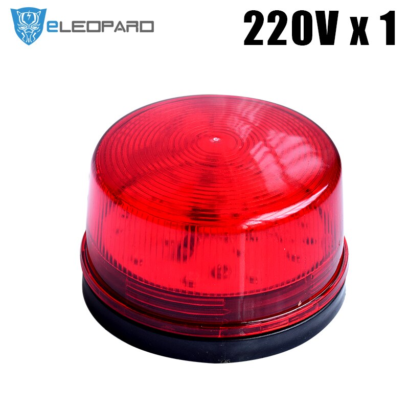 Eleopard rød led flash 12v 24v 220 sikkerhed lys alarm strobe advarsel alarm lampe singal for alarmsystem: Sort