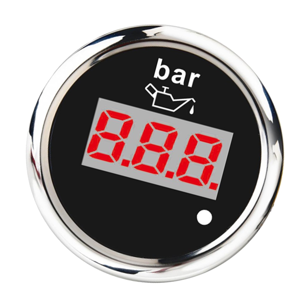 Electronic Universal Oil Pressure Press Gauge Meter 2inches 52mm 0BAR-10BAR for Car Vehicle Auto - Black