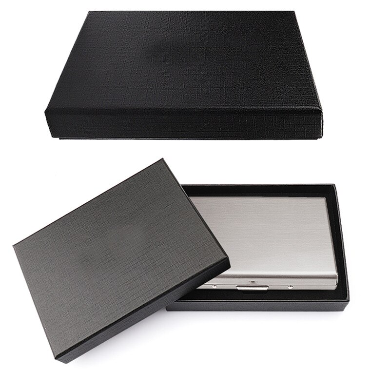 Stainless Steel Card Box Credit ID Card Business Bag Storage Metal Clip Solid Color Business