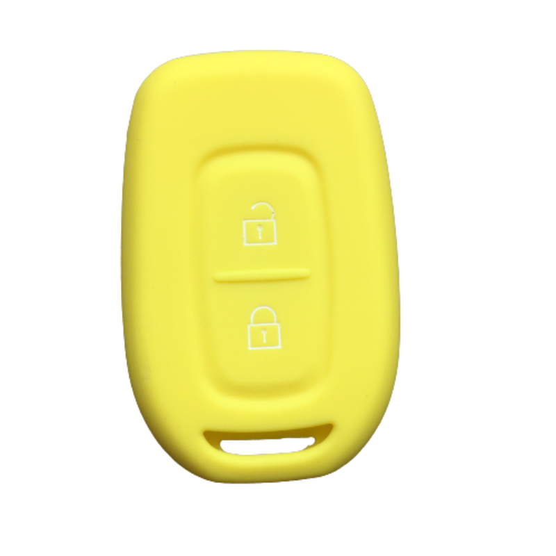 Silicone Rubber Car Key Case Shell for Renault Duster Dacia Scenic Master Megane Fob 2 Button Remote Key Cover: Yellow