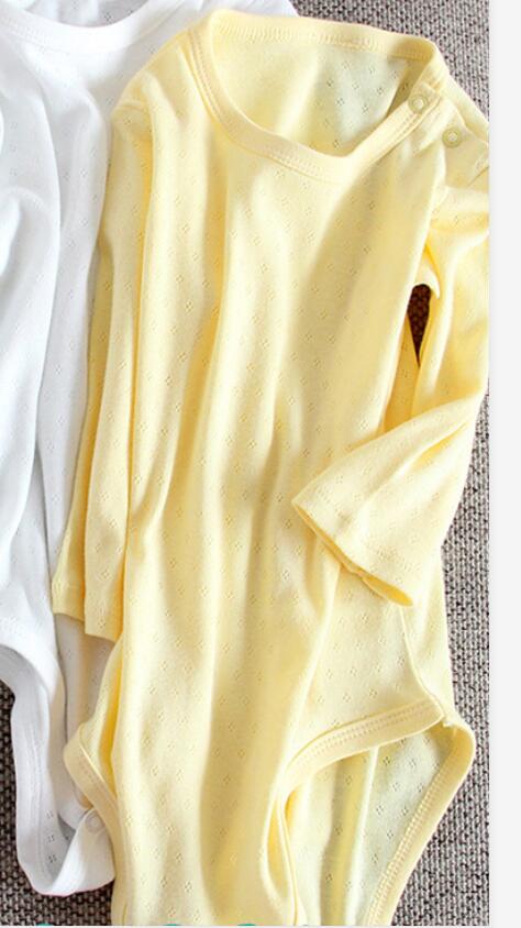 Baby bodysuit lange mouwen babyjongens meisjes kinderkleding babykleding kinderkleding 100%  katoenen overalls effen overalls: 1 pc geel / 3t