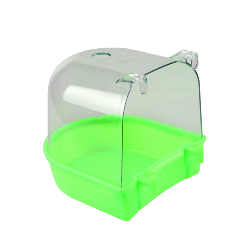 Caja de baño para pájaros, bañera de periquito con tapa transparente, Base desmontable para pájaros pequeños, periquitos canarios, loros, 3 colores: Green