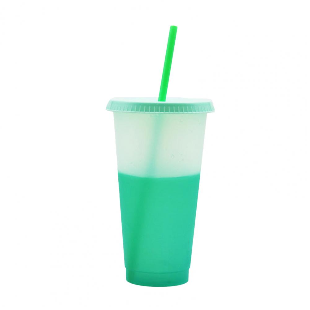 720ml Discoloration Cup Practical Straw Temperature Mug Fixed Ring Water Cup: Green