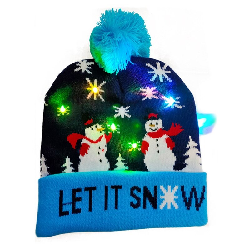 Neuheit LED Licht hoch Weihnachten Mütze Hütte Karikatur Santa Rentier Schneemann Gestrickte Hässliche zur Seite fahren Warme Schädel Kappe: 7