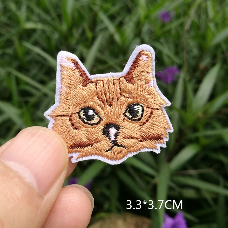 Computer embroidered badge cute little cat animal head embroidered cloth sticker decorative patch sticker: 13