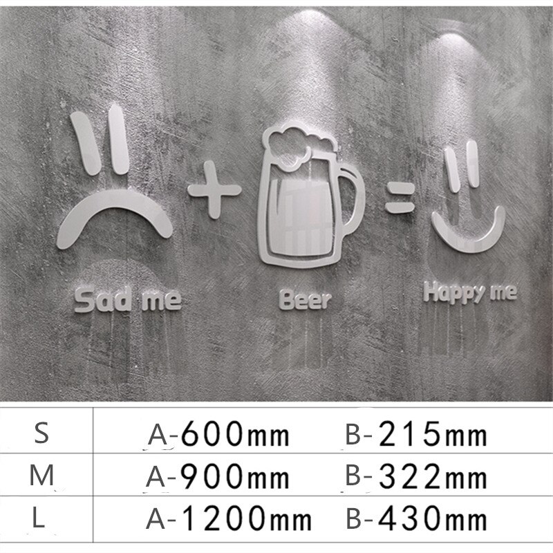 Bar Decoration Wall Stickers Pot Restaurant Roast Meat Shop Background Wall Decals Stickers Beer Bar Smiley Mural: A / L-about 1200x430mm