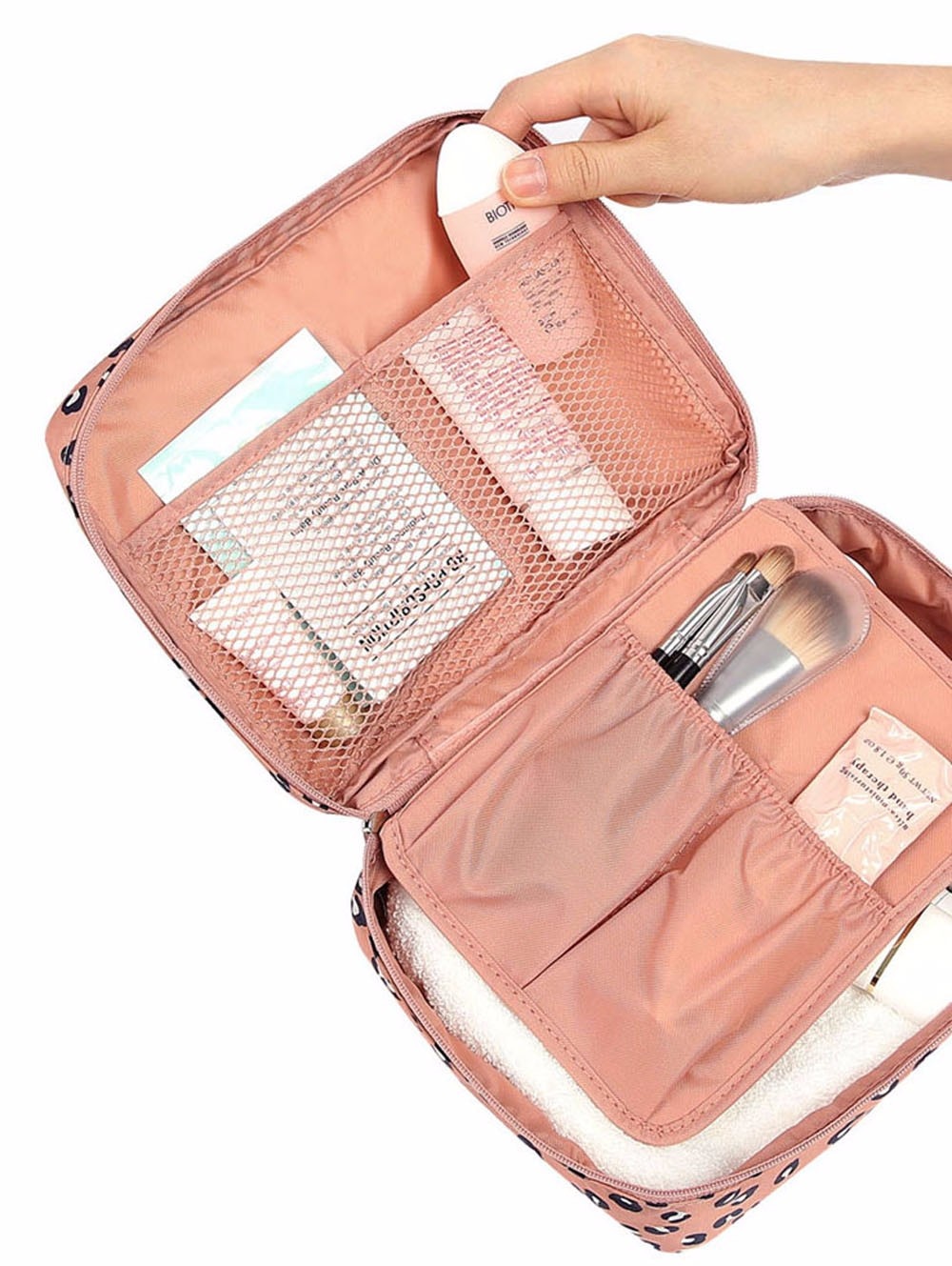 Frau Tasche Pockettrip Klare Kosmetische Make-Up Toiletry Reise Kit Organizer Leopard trousse maquillage femme neceser mujer peque o
