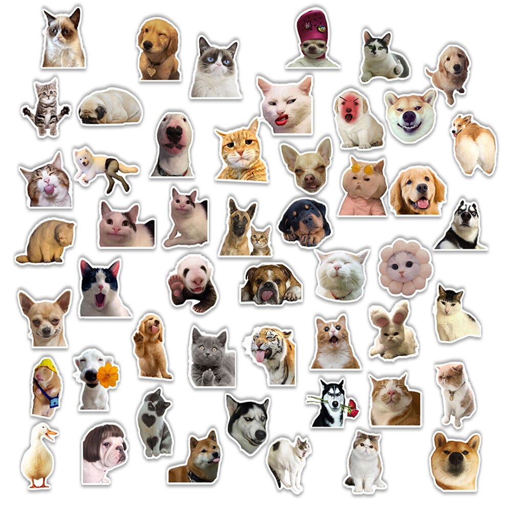 10/30/50PCS Funny Dog Cat Graffiti Stickers DIY Car Guitar Motorcycle Luggage Suitcase Classic Toy Decal Joke Sticker for Kid