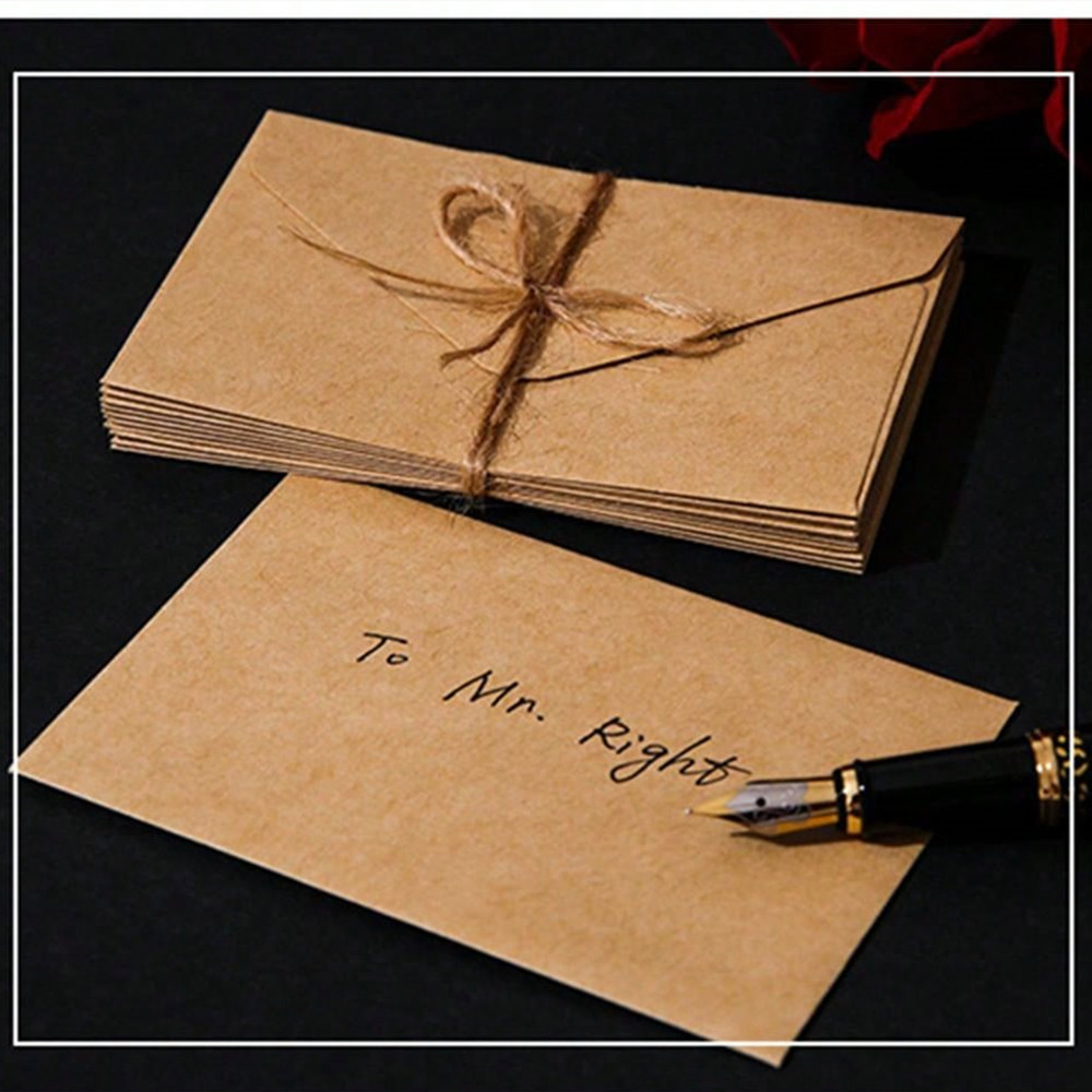 20PCS/lot Simple Retro Envelope Kraft Thickened Wire Wrap Handbook Invoice Organizer Literary Love Letter Envelope Bags File Bag