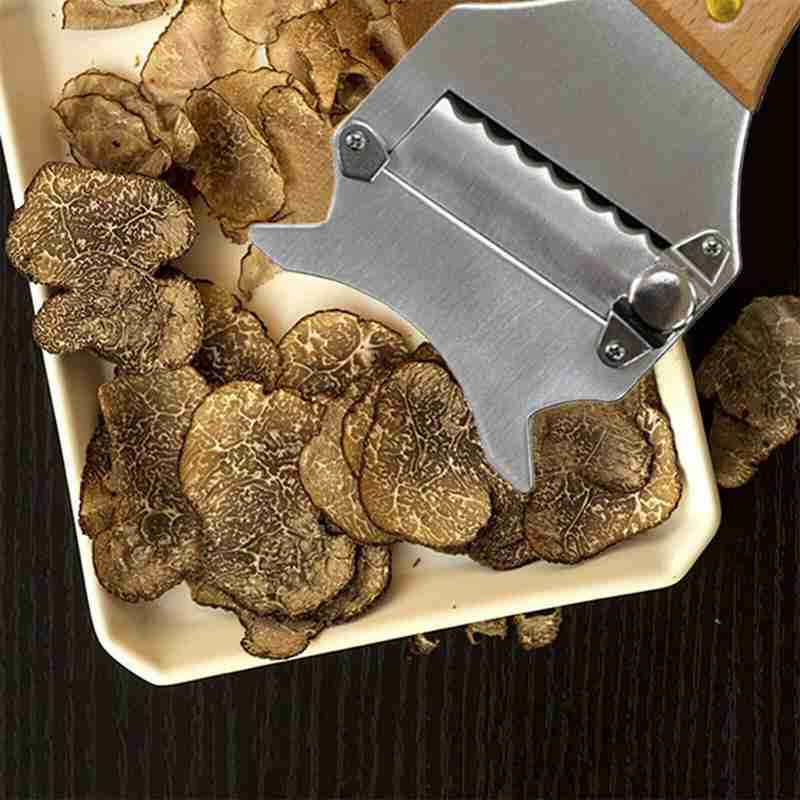 Coupe-truffe avec manche en bois et acier, couteau ondulé, gadget lame de cuisine en bois de rose D8K2