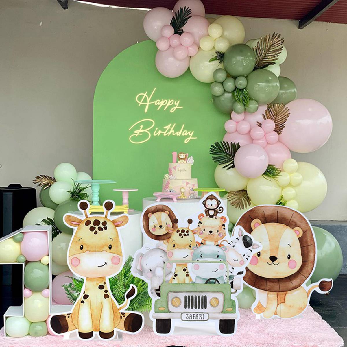 Fondo de de animales de la selva para niños, tablero KT, bosque verde, decoración de de primer cumpleaños, Safari de la selva, suministros para Baby Shower