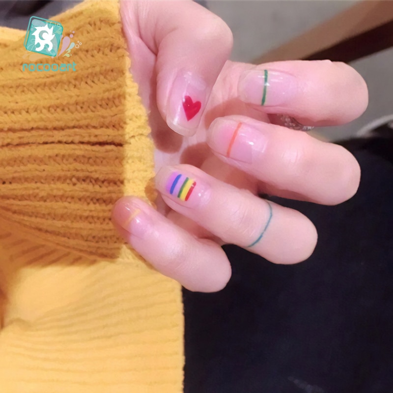 1 stuk zelfklevende nagelstickers uit de hyuna-serie met eipatroon, nageltips, 3d manicurestickers, nageldecoratietools in regenboogkleuren.