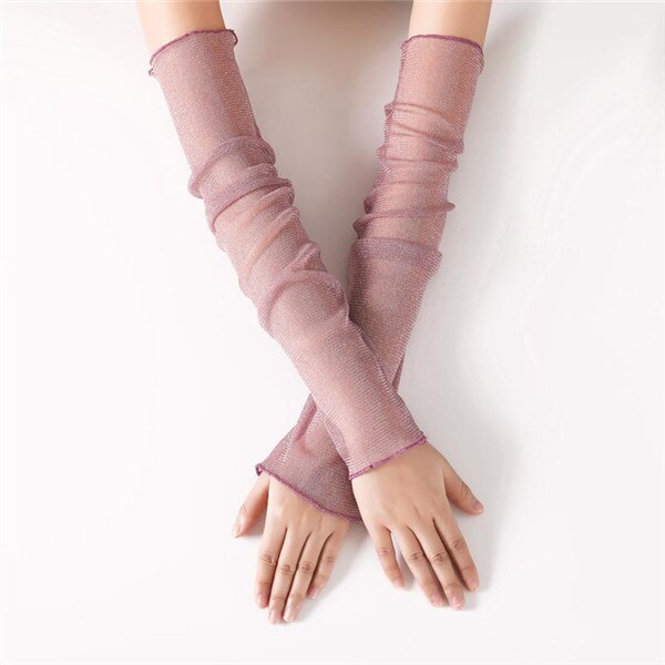 Malla de manga de brazo transpirable brackers Anti-UV malla de Color sólido mujer manga de brazo accesorios de ropa: 6