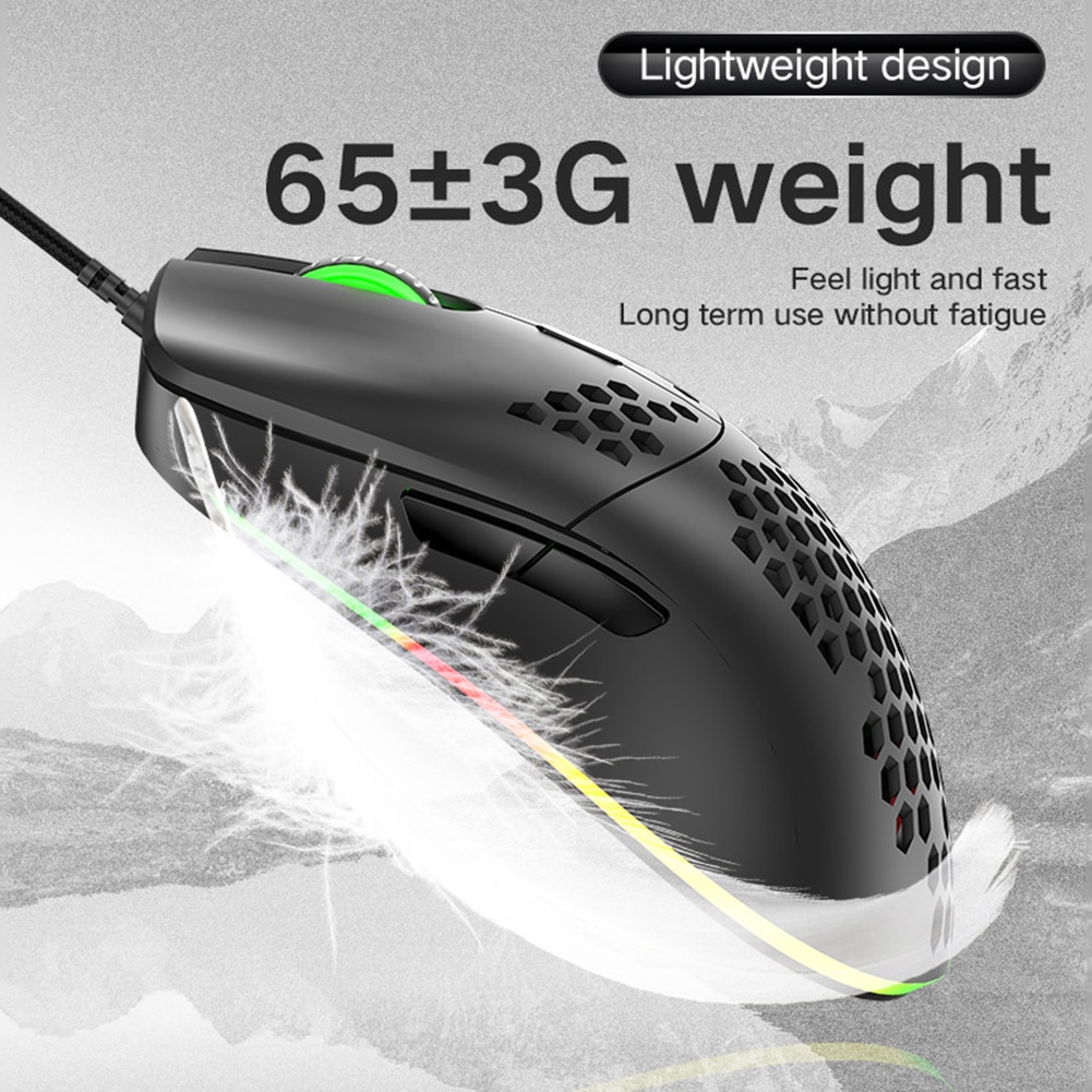 ZIYOULANG M6 RGB Wired Gaming Mouse 12000DPI Lightweight Mice Hollow-out for PC Gamer White Black Game Mouse