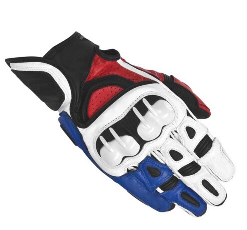 Alpin menn skinn motorsykkel hansker moto gp vei Racing hanske stjerner full finger sykling Racing motocross luvas: Blå / L