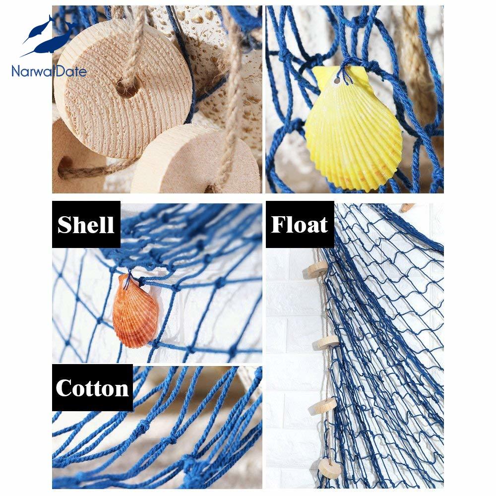Sea Shells Aquarium Decoration Ocean Decor Mediterranean Fishing Net Nautical Home Decor Hand-woven Float Wall Marine Style