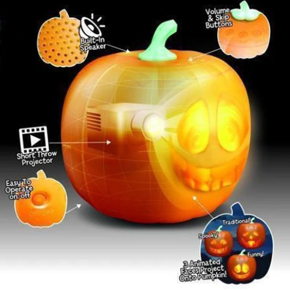 Spot Halloween Flash Talking Animated LED Pumpkin Projection Lamp with Built-In Projector & Speaker 3-In-1 for Home Party