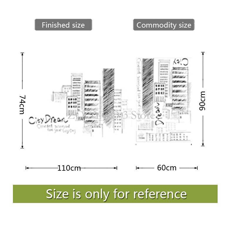 Large Tall Buildings Retro Black Wall stickers Set PVC DIY Mural Art For Living Room Sofa Decoration 3 Size Background Adhesive: 03