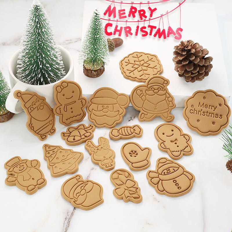 Weihnachten Keks Form 3D Cookie Plunger Mold DIY Santa Claus Modell Backform Werkzeug Weihnachten Backform