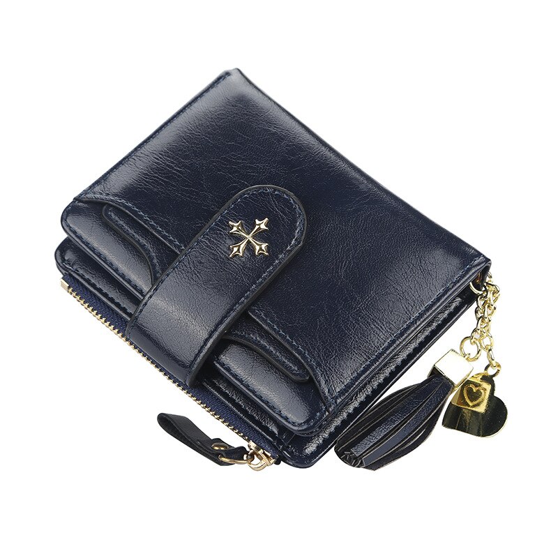 Kvinder tegnebøger pu læder kortholder kort desigh kvindelige pung møntholder kvinder punge: Mørkeblå