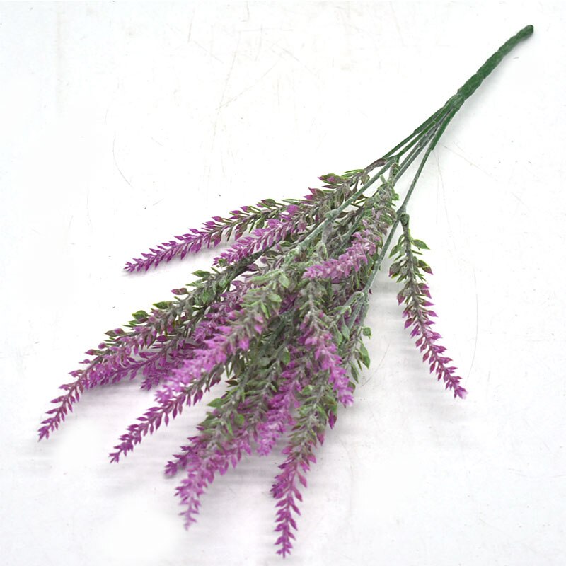25 hoder/bukett romantisk provence kunstig blomst lilla lavendelbukett med grønne blader til hjemmefestdekorasjoner: Rosenrød