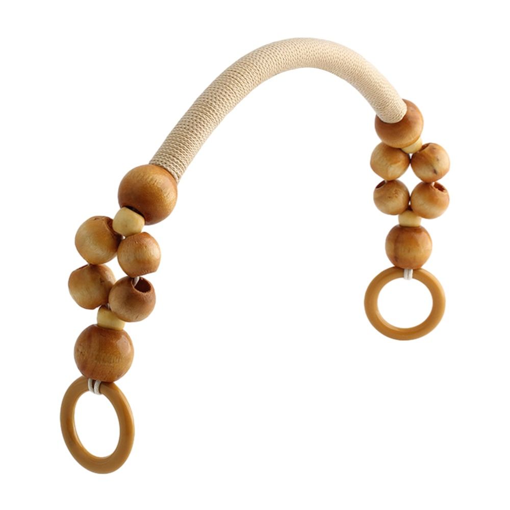 Wooden Handbag Handle Retro Woven Wooden Bead String Handbag Handle DIY Bag Strap Shoulder Belt Purse Handle: Bronze