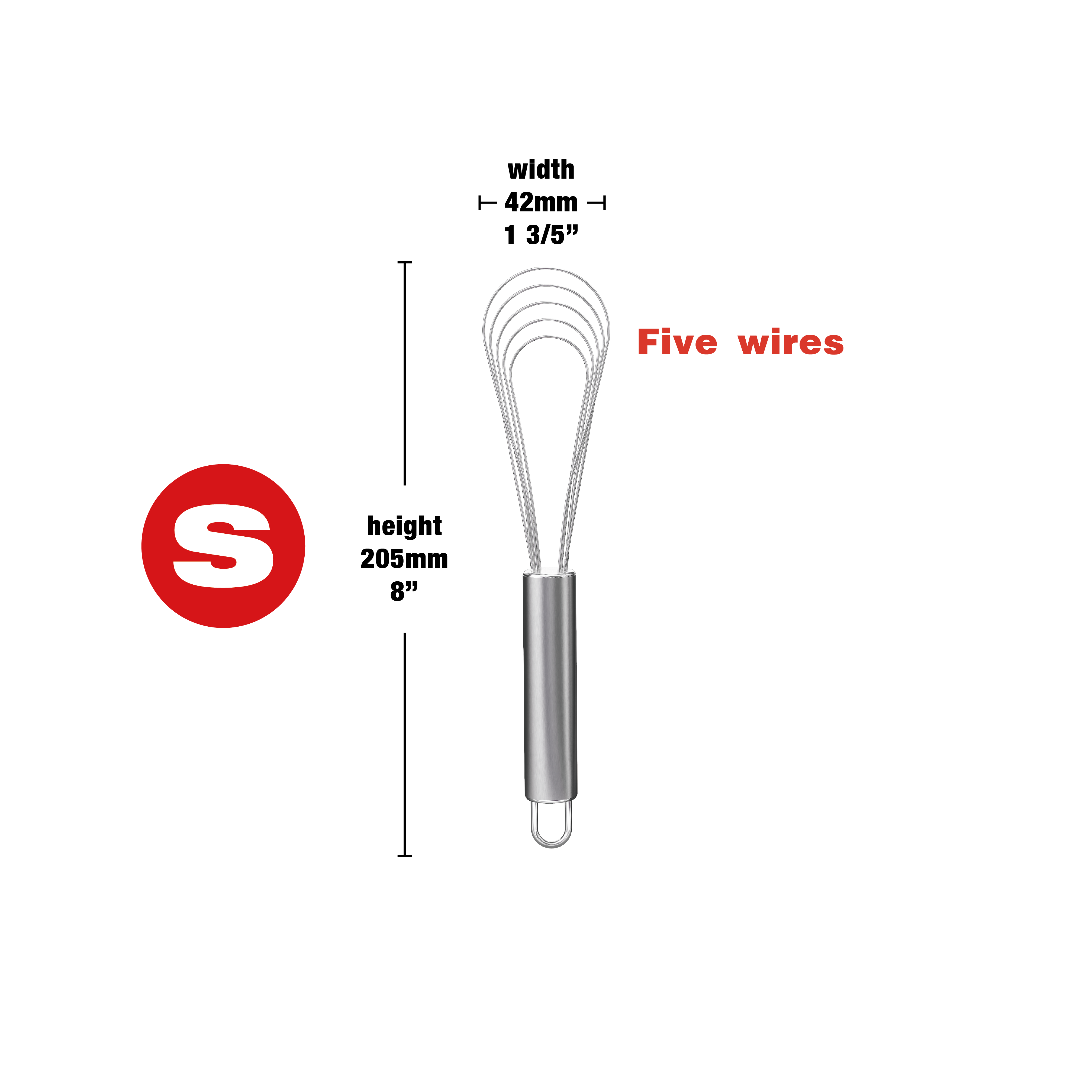 VIMACO® Flat Whisk Stainless Steel 8"10"12" Egg Utensils for Kitchen Baking Prepworks: black