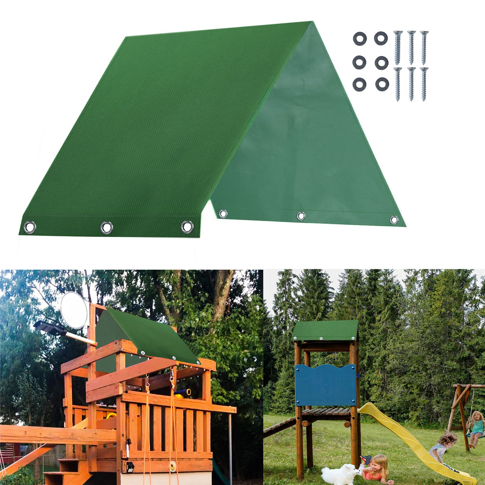 Outdoor Swingset Slide Shade Kids Playground Replacement Canopy Waterproof Proof Tent Tarp with Screws set