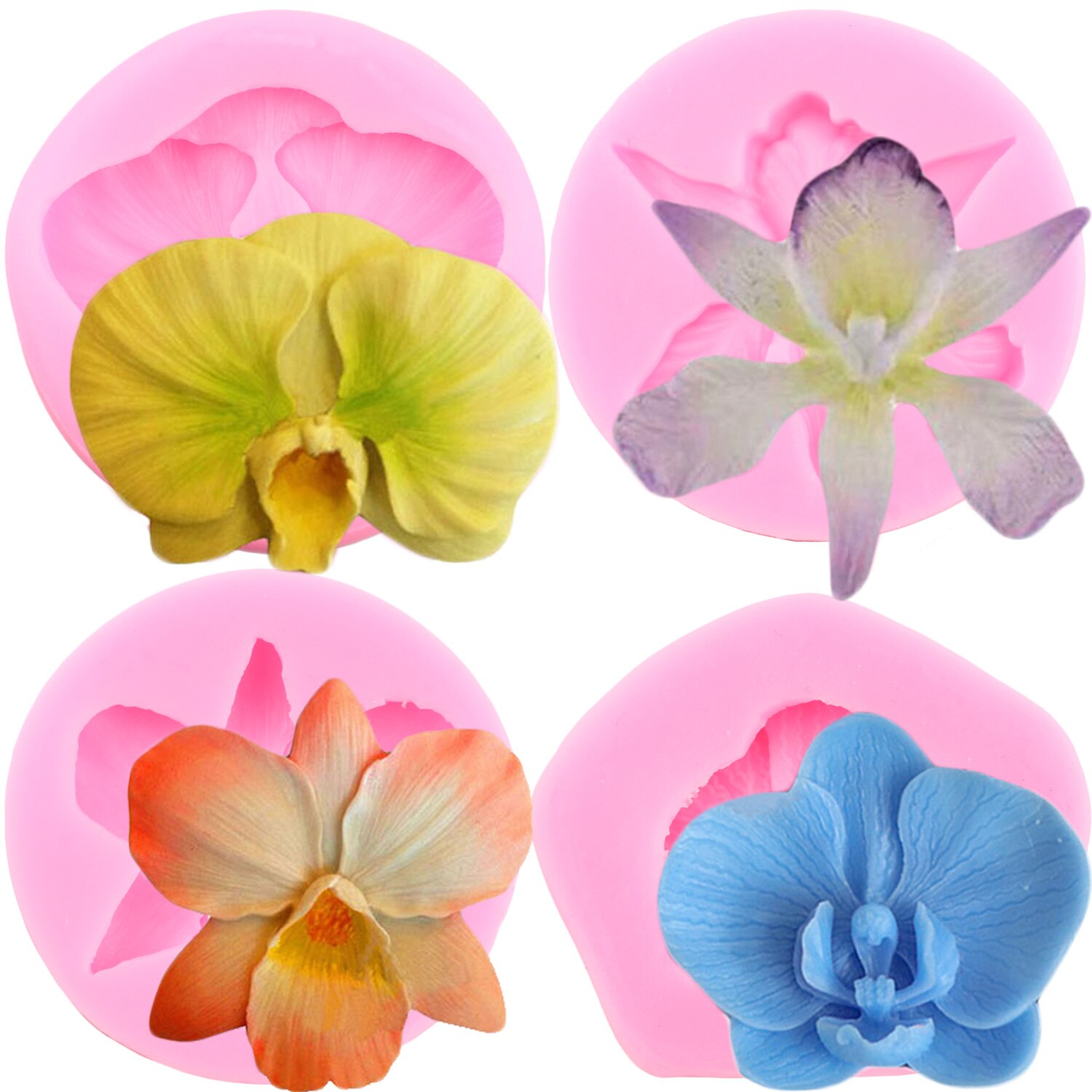 Stampo in silicone per orchidea Fiore nuziale fai da te Cupcake Topper Strumenti per decorare torte fondente Stampi in resina per sapone al cioccolato, argilla e caramelle