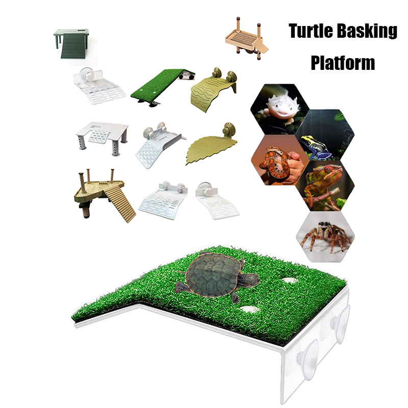 Turtle Basking Platform Turtle Tank Platform Aquarium Animal Sink Wharf Reptile Habitat Climbing Floating Shelf with Sucker Cap