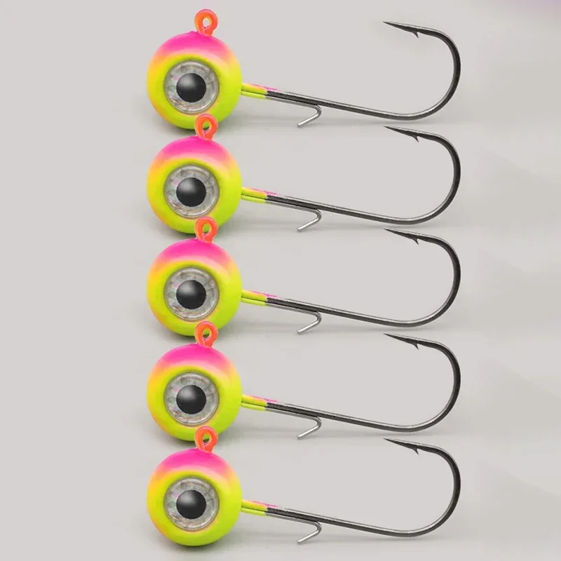 groß Augen Jig Kopf Angelhaken mit Mustad-Haken, 1,8 g, 3,5 g, 5 g, 7 g, 10 g, Fischkopf-Angelhaken für weiche Wurm-Angelgerät-DIY-Bausatz: 14 / Gelb