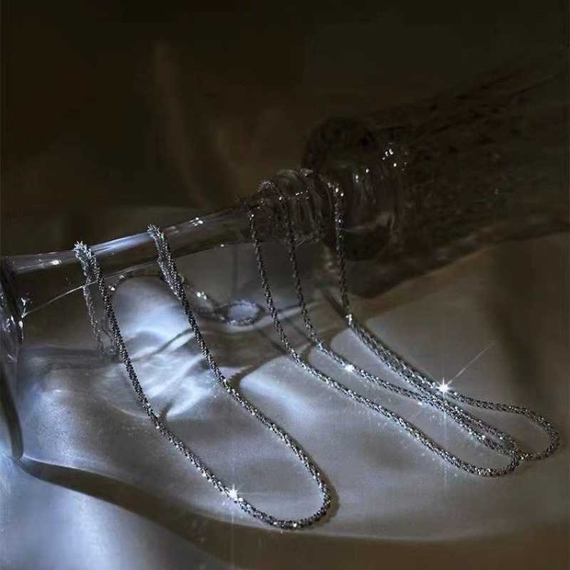 2021 popolare colore argento scintillante clavicola catena girocollo collana collare per le donne gioielleria raffinata regalo di compleanno festa di nozze