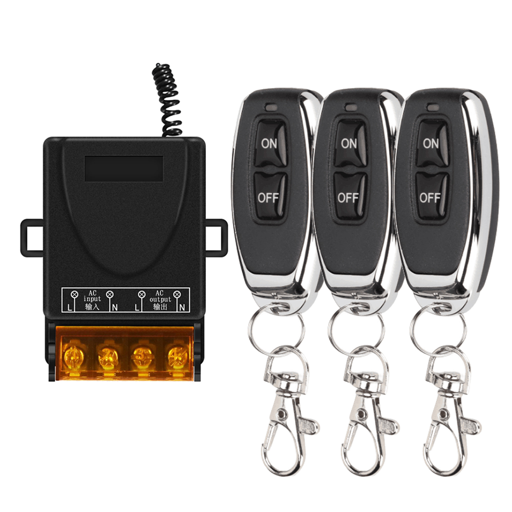 AC 110V 220V 30A relé sistema conmutador de control remoto inalámbrico RF 433Mhz transmisor encendido apagado para calentadores de agua lámpara LED de techo: Negro
