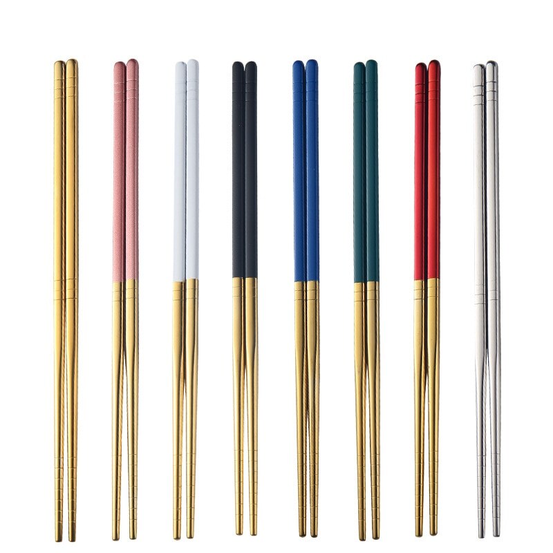 Baguettes en acier inoxydable, 1 paire de baguettes en métal de Style coréen vaisselle de table Portable réutilisable