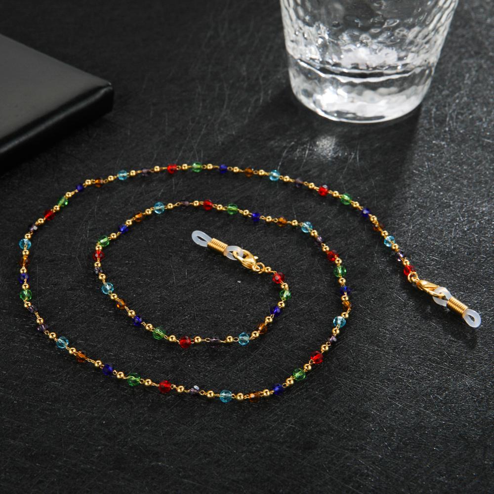 Skyrim Boho Women Colourful Beaded Glasses Chains Holder Metal Eyeglasses Cord Neck Strap Rope Lanyard for Sunglasses: Style B - gold