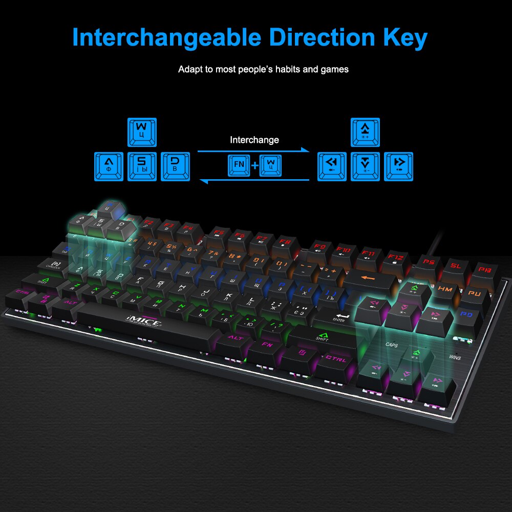 Gaming Keyboard Mechanical Keyboard Backlight RGB Backlit Game Keyboards Russian Keycaps for Gamer PC Computer Gaming Keyboard